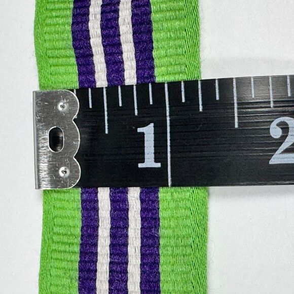 RODA Belt Mens Unisex Large Green Navy Blue Stripe Fabric D Ring Preppy Classic - Picture 5 of 10